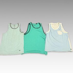 Set of Three Sleeveless Tank Tops in Green, Blue, and Gray for Men sizes M, L
